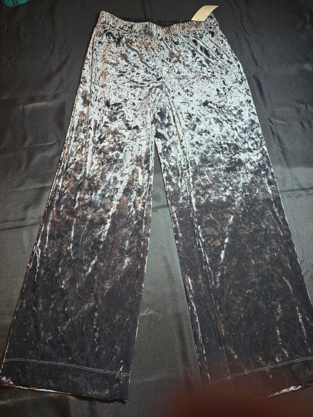 A New Day Black Crushed Velvet Wide Leg Pull On Pants